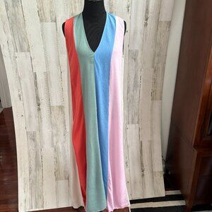 FRESHA London Women's Size Small Colorblock Maxi Dress Sleeveless Boho Flowy